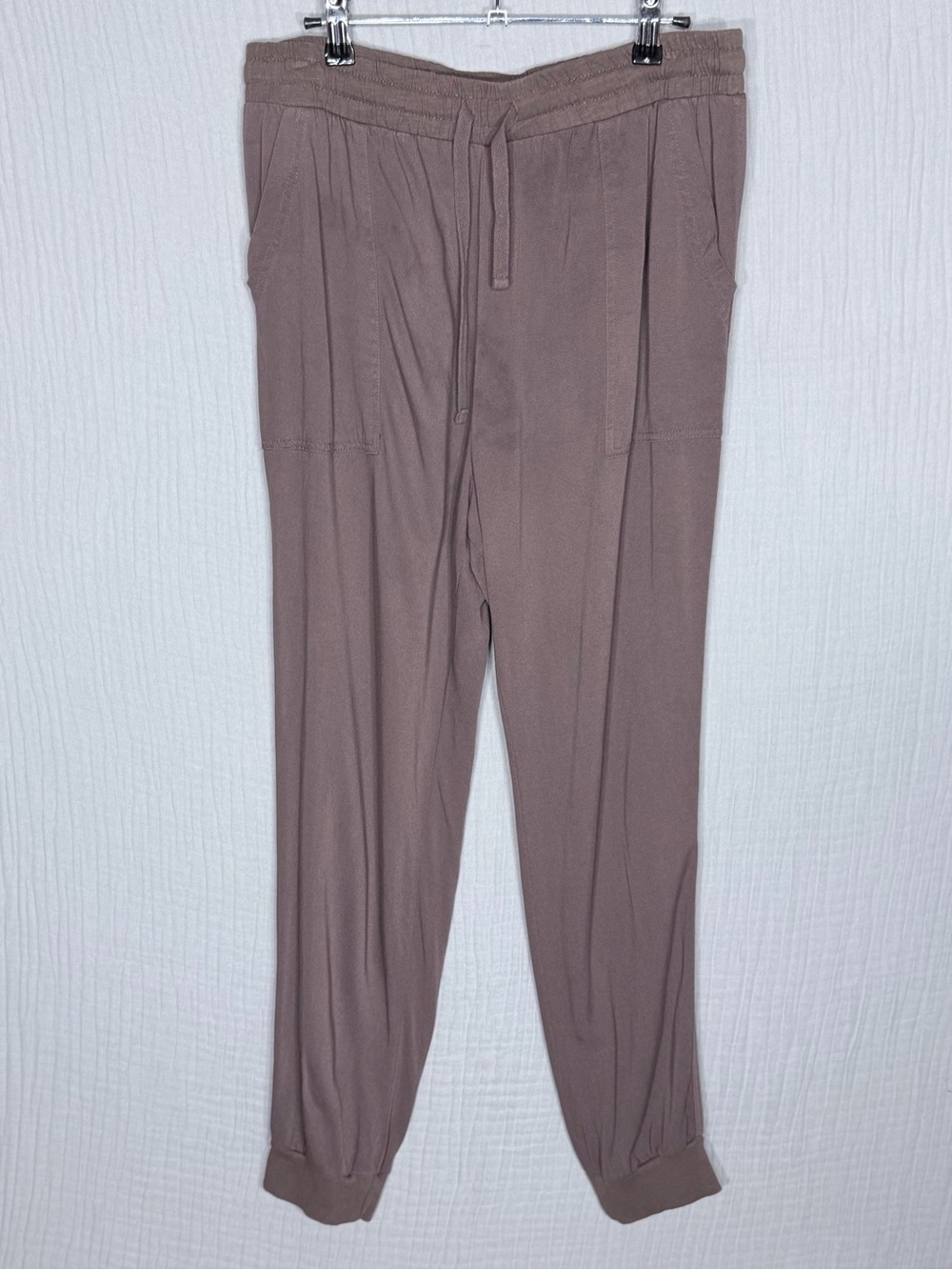 Splendid Taupe 100% Rayon Drawstring Jogger Pants L Soft Casual Lounge